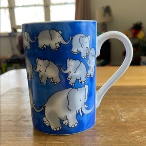Blue Elephant Pattern Ceramic Mug - Brand Unspecified